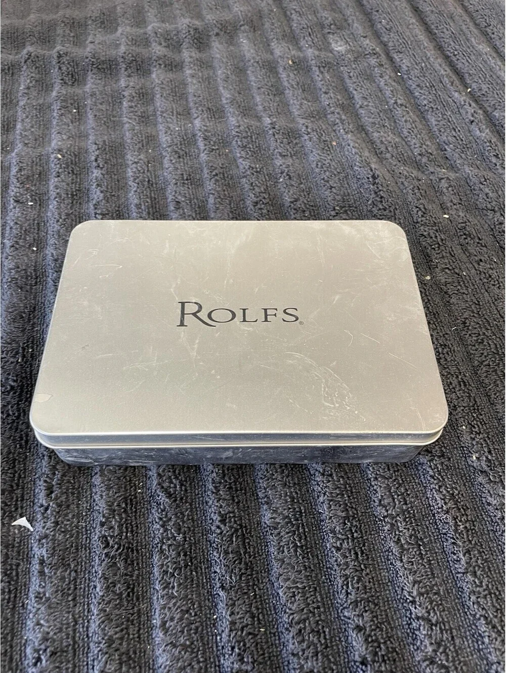 ROLFS Tri-Fold Black Leather Wallet with Money Clip Tin Box. NEW